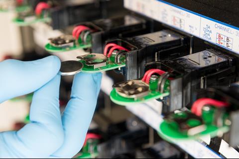 An Argonne National Laboratory researcher testing an electrochemical cycling performance at ANL's Battery Laboratory. (Photo courtesy of Argonne National Laboratory.)
